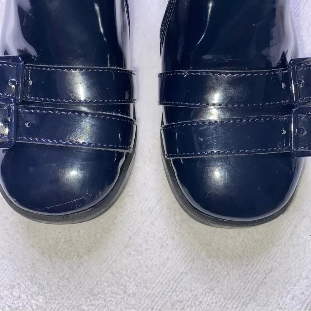 Zara Baby Booties Girls Size 24 Month Navy Blue Patent Leather *